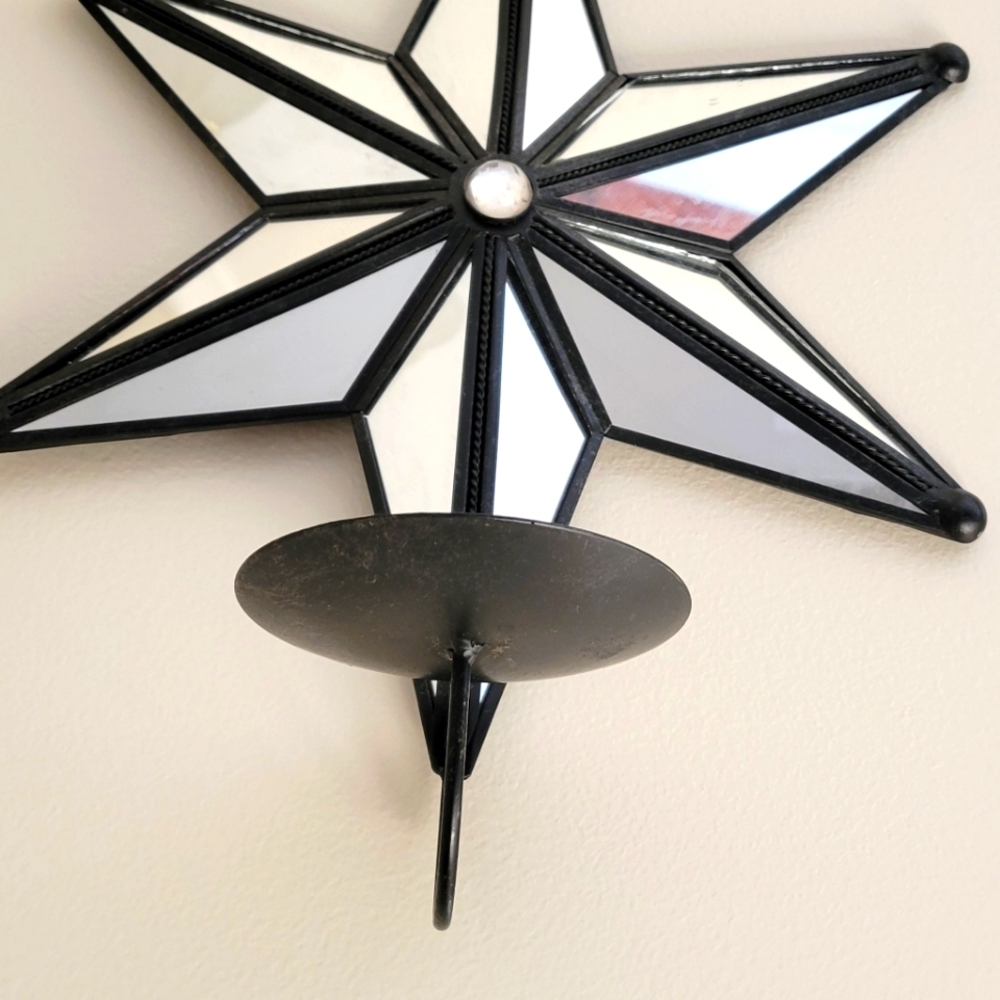 Pair-Mirrored Star Wall Sconces - Picture 4 of 4